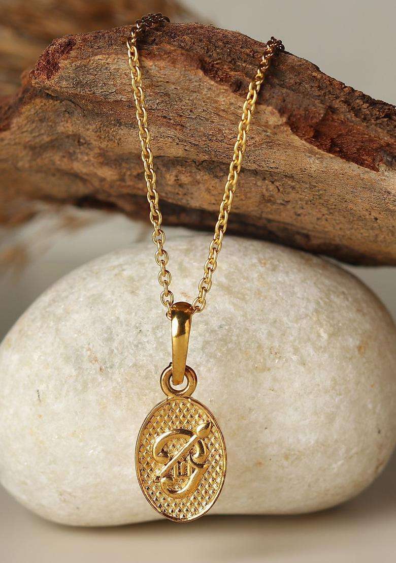 92.5 Silver 22KT Gold-Plated Contemporary Om Pendant with Chain for Women | Traditional Temple Jewellery for Wedding & Festive Wear | Gift for Her - Indya