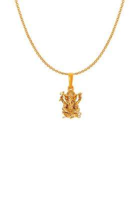 92.5 Silver 22KT Gold-Plated Contemporary Ganesh Pendant with Chain for Women | Traditional Temple Jewellery for Wedding & Festive Wear | Gift for Her