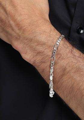 925 Sterling Silver Link Bracelet with God Ganesh Pendant for Men | Traditional Temple Jewellery for Wedding & Festive Wear | Gift for Him