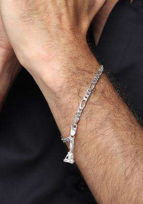 Sterling Silver God Shiva Link Bracelet for Men | Traditional Temple Jewellery for Wedding & Festive Wear | Gift for Him
