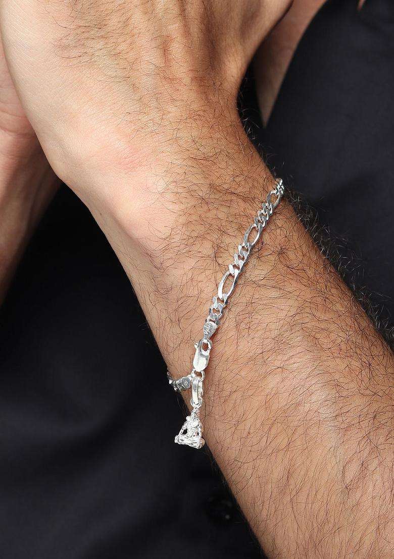 Sterling Silver God Shiva Link Bracelet for Men | Traditional Temple Jewellery for Wedding & Festive Wear | Gift for Him - Indya