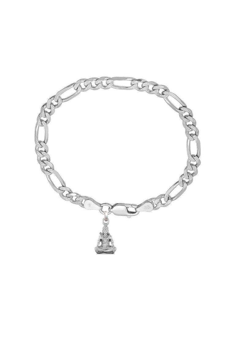Sterling Silver God Shiva Link Bracelet for Men | Traditional Temple Jewellery for Wedding & Festive Wear | Gift for Him - Indya