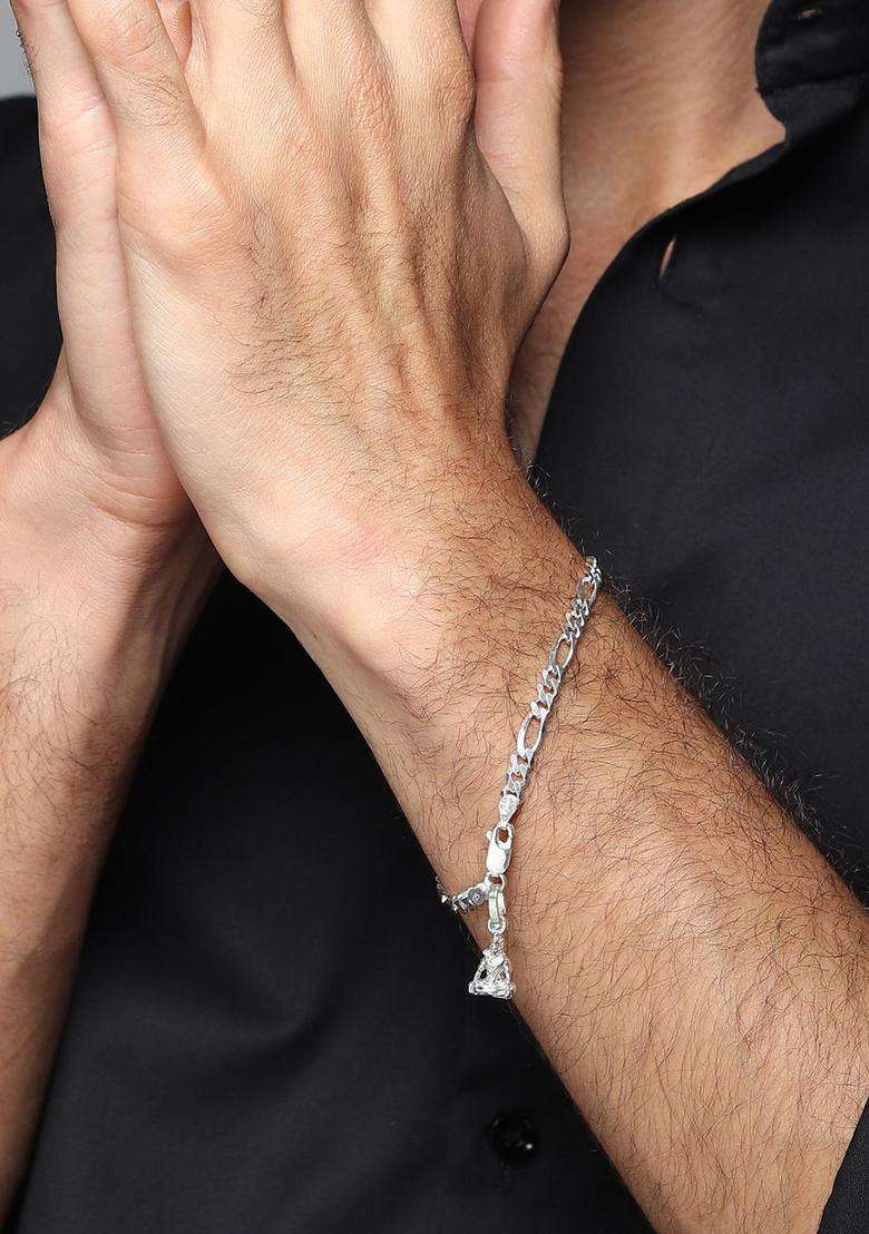 Sterling Silver God Shiva Link Bracelet for Men | Traditional Temple Jewellery for Wedding & Festive Wear | Gift for Him - Indya