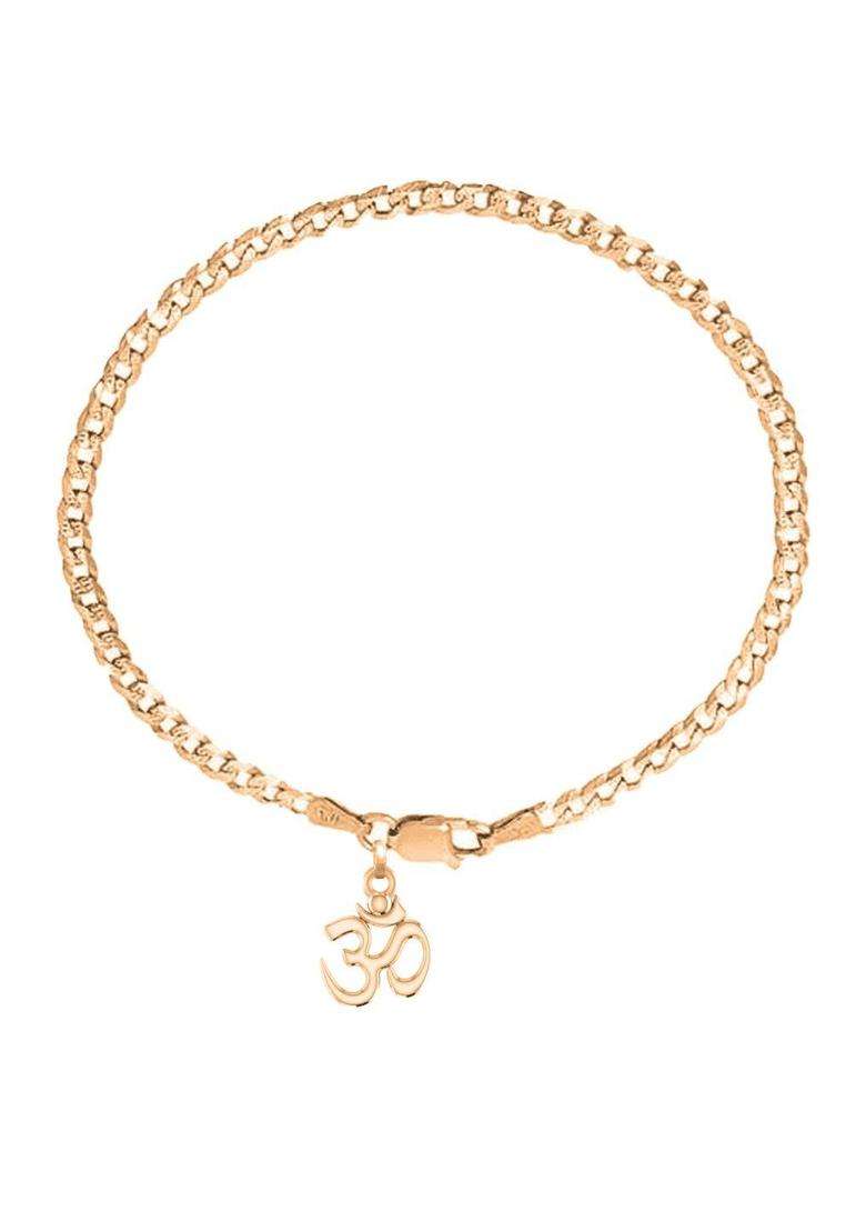 925 Sterling Silver Gold-Plated Om Temple Link Bracelet for Men | Traditional Temple Jewellery for Wedding & Festive Wear | Gift for Him - Indya