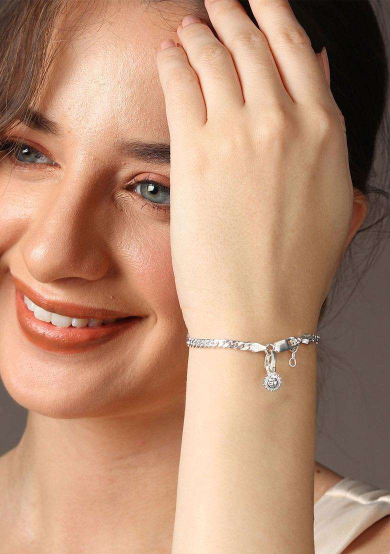 Sterling Silver Temple Link Bracelet for Women | Traditional Temple Jewellery for Wedding & Festive Wear | Gift for Her - Indya