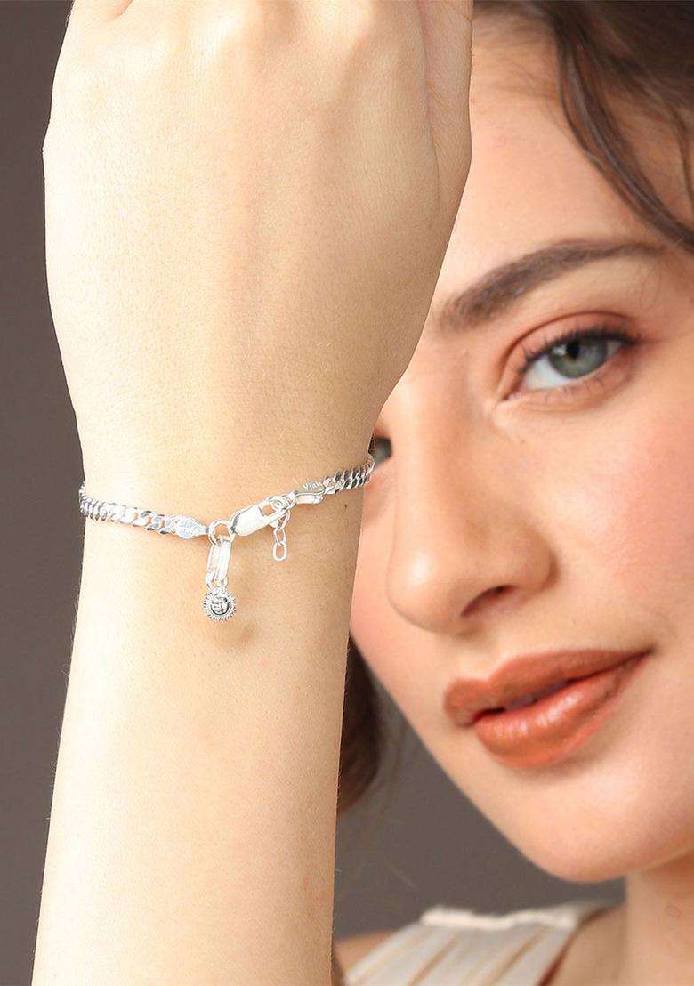 Sterling Silver Temple Link Bracelet for Women | Traditional Temple Jewellery for Wedding & Festive Wear | Gift for Her - Indya