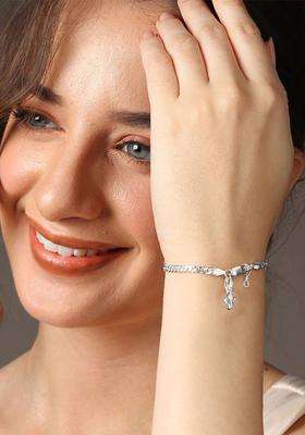 925 Sterling Silver Link Bracelet with God Ganesh Pendant for Women | Traditional Temple Jewellery for Wedding & Festive Wear | Gift for Her