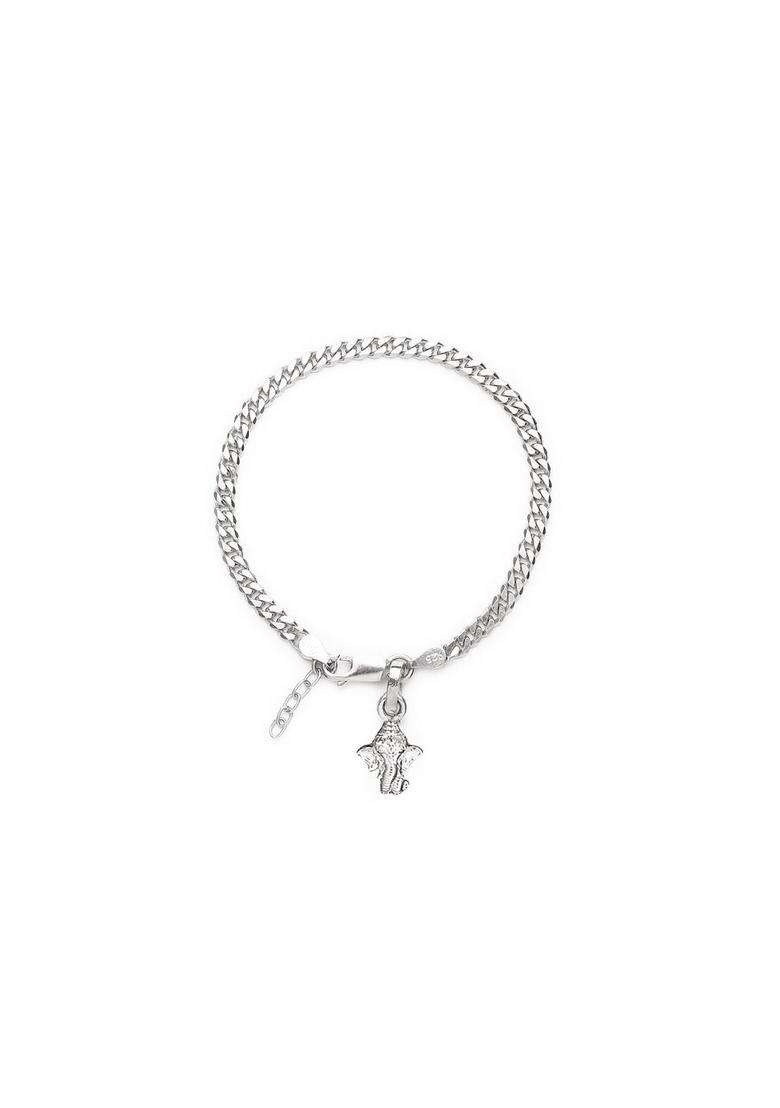 925 Sterling Silver Link Bracelet with God Ganesh Pendant for Women | Traditional Temple Jewellery for Wedding & Festive Wear | Gift for Her - Indya