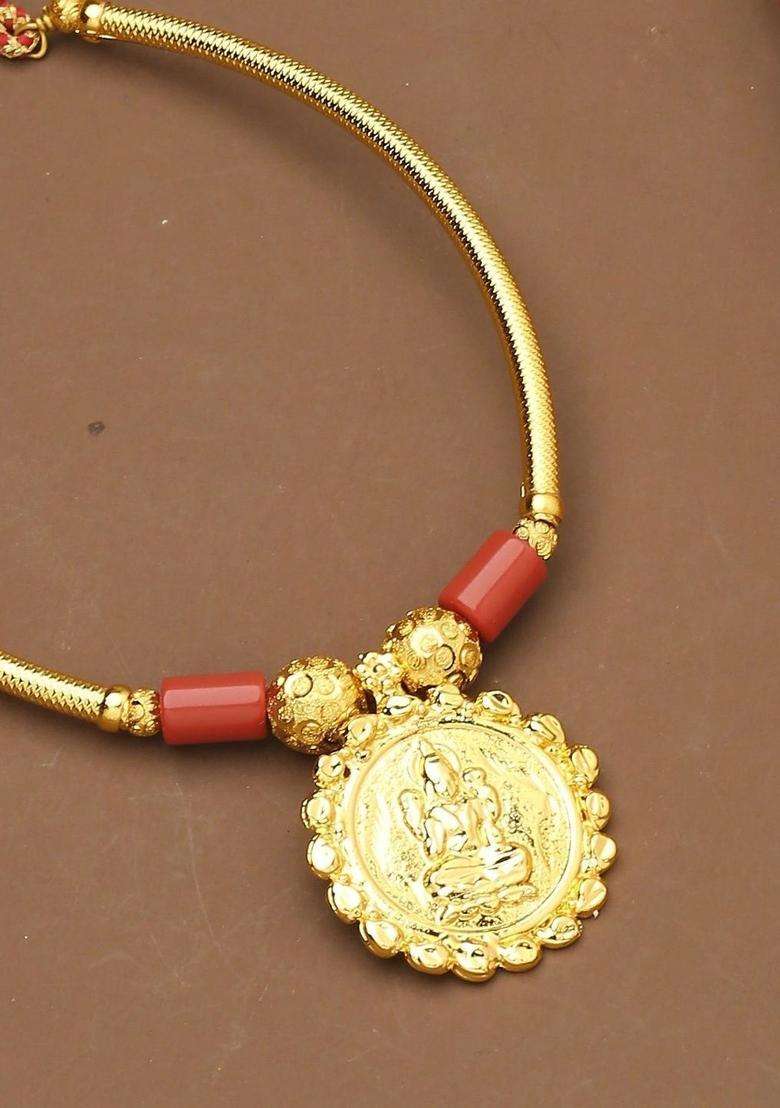 Gold-Plated Temple Necklace with Pearl for Women | Traditional Temple Jewellery for Wedding & Festive Wear | Gift for Her - Indya