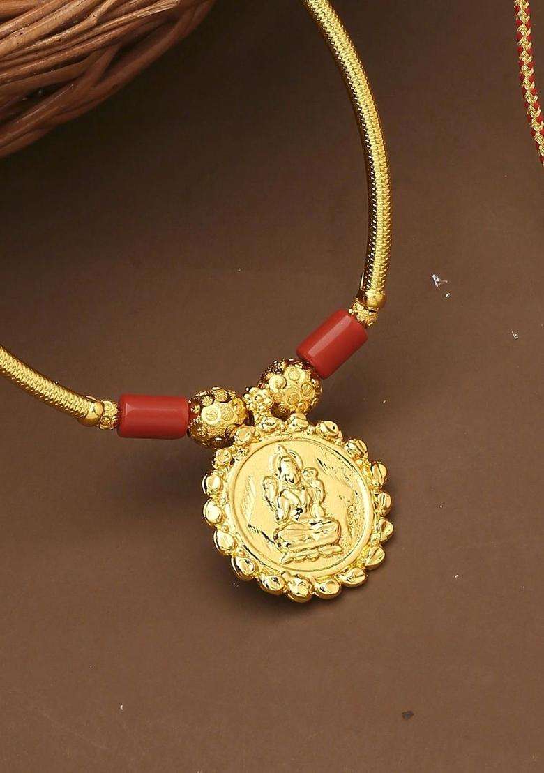 Gold-Plated Temple Necklace with Pearl for Women | Traditional Temple Jewellery for Wedding & Festive Wear | Gift for Her - Indya
