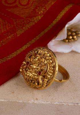 Gold-Plated Temple Finger Ring for Women | Traditional Temple Jewellery for Wedding & Festive Wear | Gift for Her