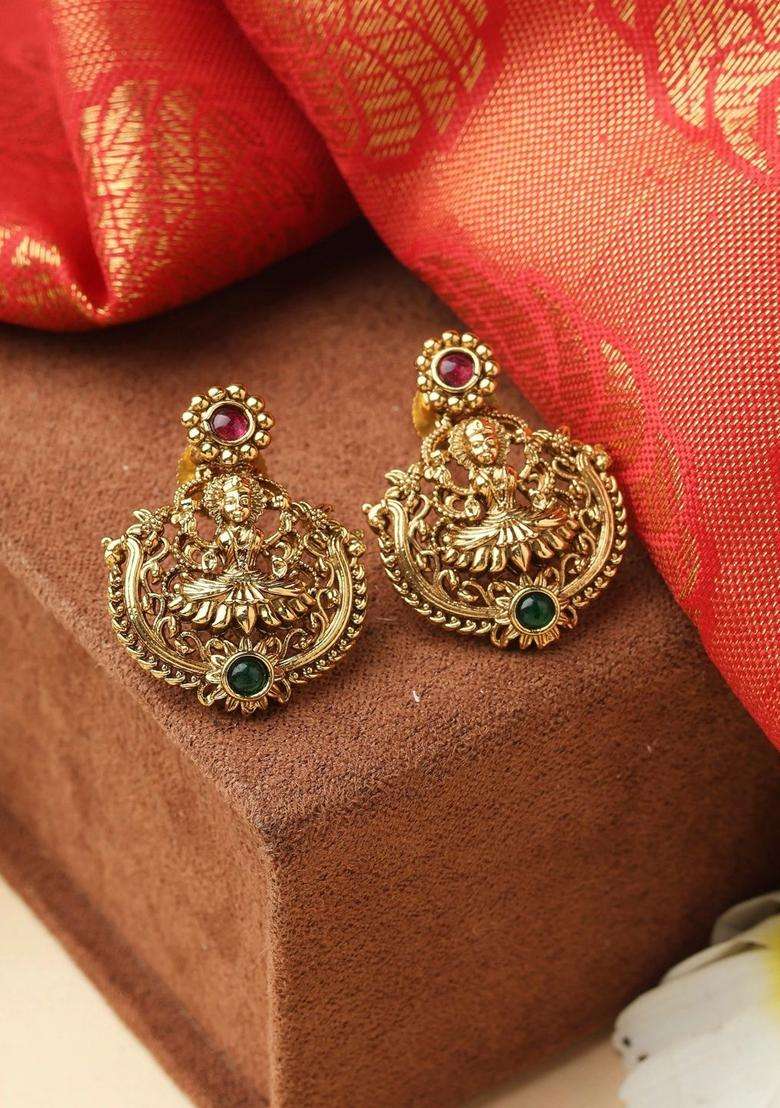 Gold-Plated Temple Pearl Necklace and Earrings for Women | Traditional Temple Jewellery for Wedding & Festive Wear | Gift for Her - Indya