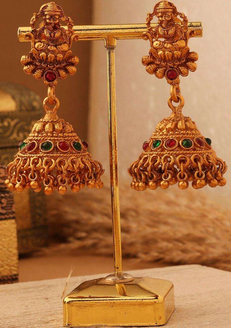Gold-Plated Temple Pearl Necklace and Earrings for Women | Traditional Temple Jewellery for Wedding & Festive Wear | Gift for Her - Indya