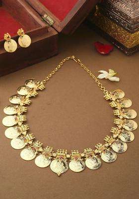 Gold-Plated Temple Pearl Necklace and Earrings for Women | Traditional Temple Jewellery for Wedding & Festive Wear | Gift for Her