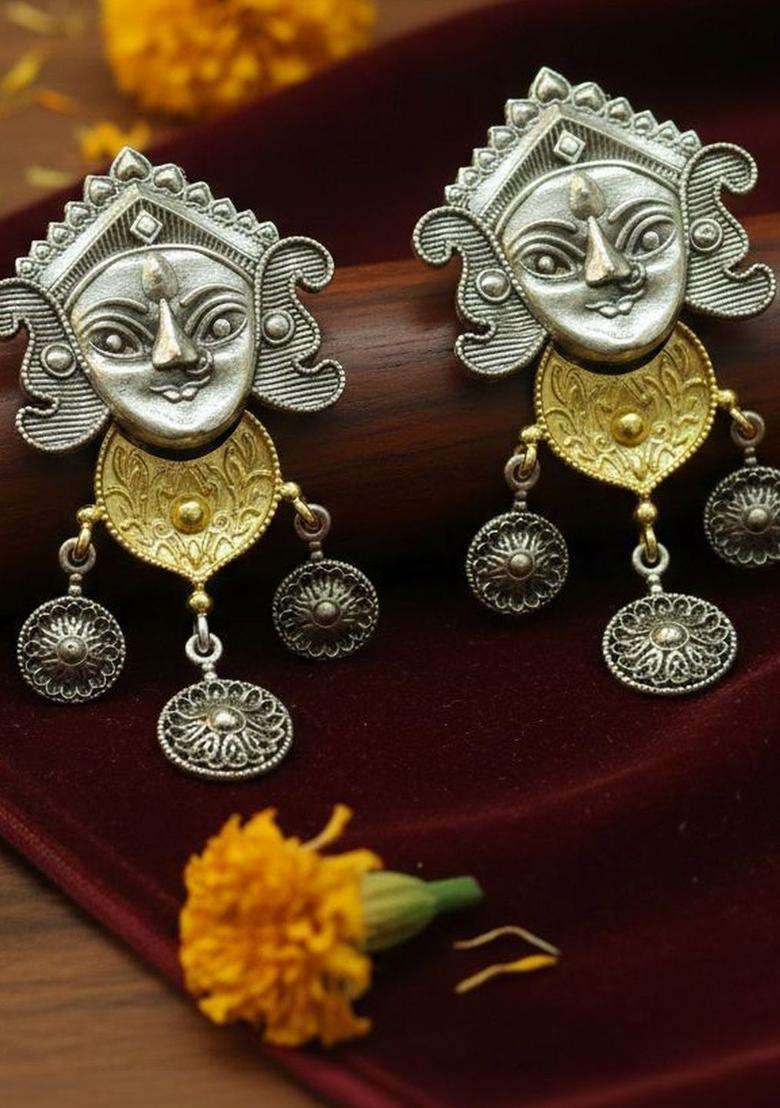 Gold-Plated Quirky Drop Earrings for Women | Traditional Temple Jewellery for Wedding & Festive Wear | Gift for Her - Indya