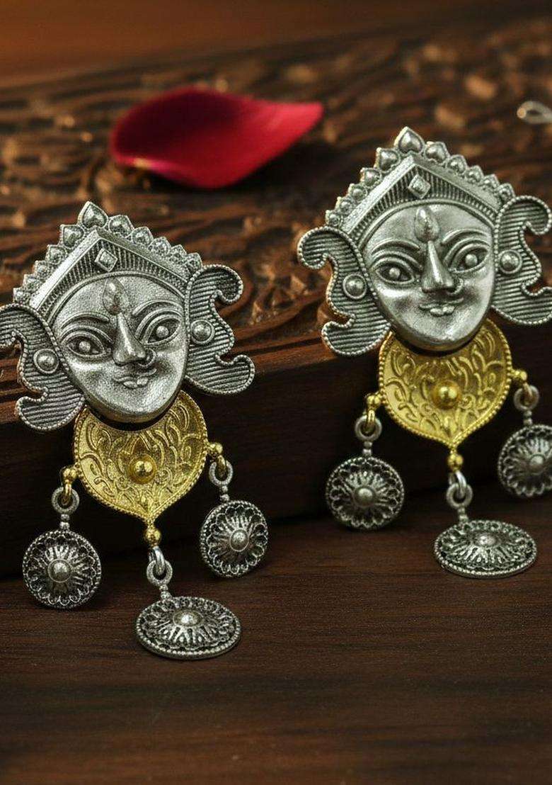 Gold-Plated Quirky Drop Earrings for Women | Traditional Temple Jewellery for Wedding & Festive Wear | Gift for Her - Indya