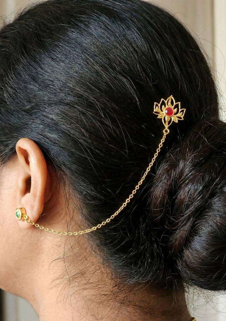 Gold-Plated Floral Earrings for Women | Traditional Temple Jewellery for Wedding & Festive Wear | Gift for Her - Indya