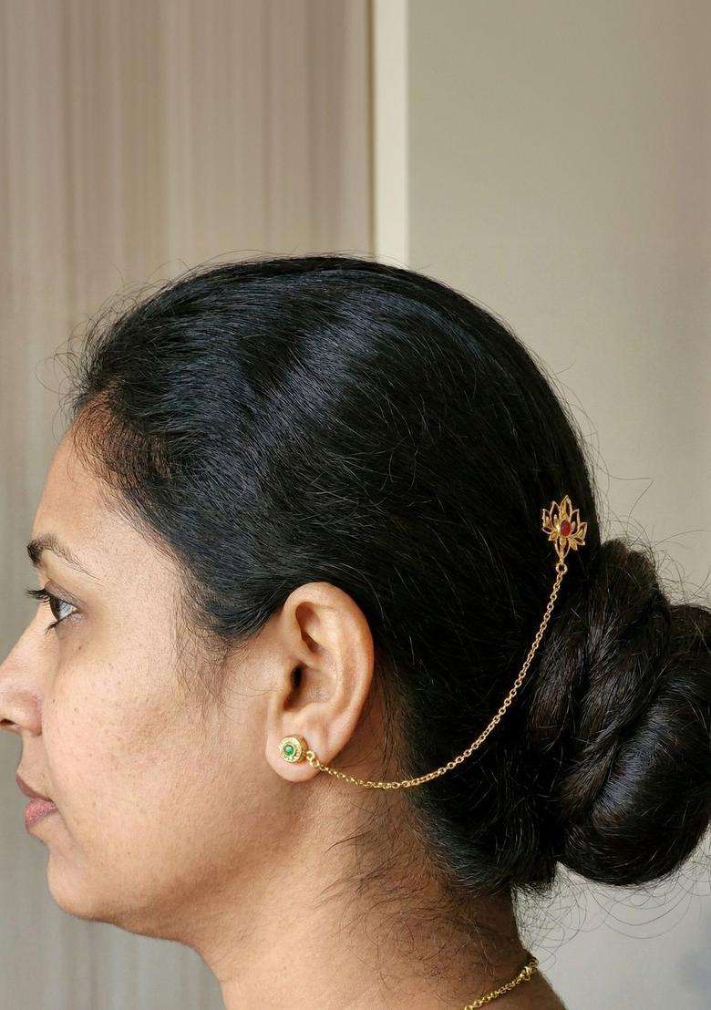 Gold-Plated Floral Earrings for Women | Traditional Temple Jewellery for Wedding & Festive Wear | Gift for Her - Indya