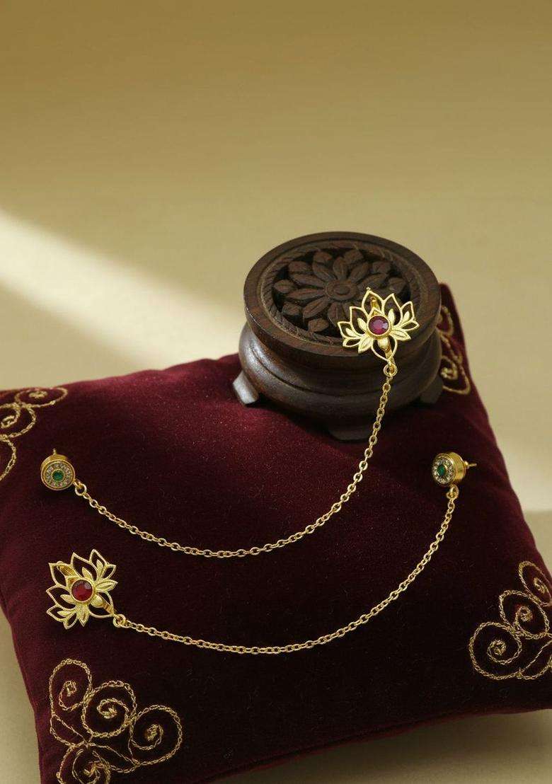 Gold-Plated Floral Earrings for Women | Traditional Temple Jewellery for Wedding & Festive Wear | Gift for Her - Indya