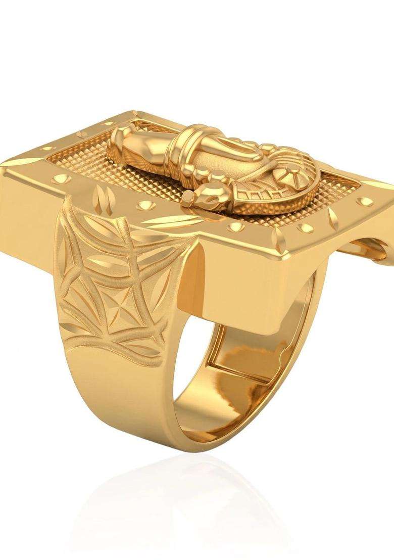 Gold-Plated Temple Quartz Finger Ring for Men & Women | Traditional Temple Jewellery for Wedding & Festive Wear | Festive Gift - Indya