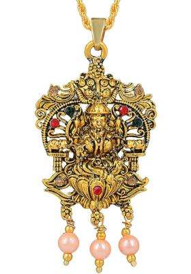 Gold-Plated Floral Pendants with Chains for Men & Women | Traditional Temple Jewellery for Wedding & Festive Wear | Festive Gift