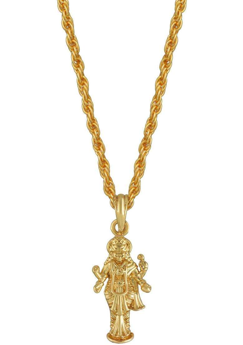 Gold-Plated Contemporary Pendant with Chain for Men & Women | Traditional Temple Jewellery for Wedding & Festive Wear | Festive Gift - Indya
