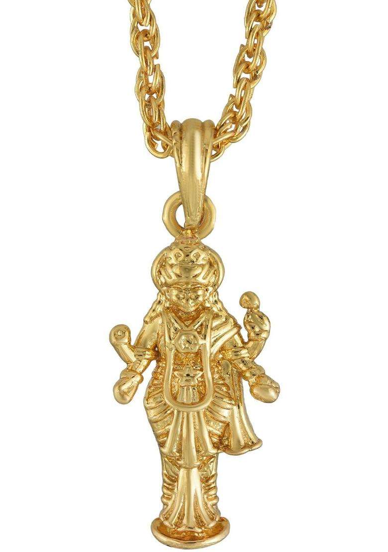 Gold-Plated Contemporary Pendant with Chain for Men & Women | Traditional Temple Jewellery for Wedding & Festive Wear | Festive Gift - Indya