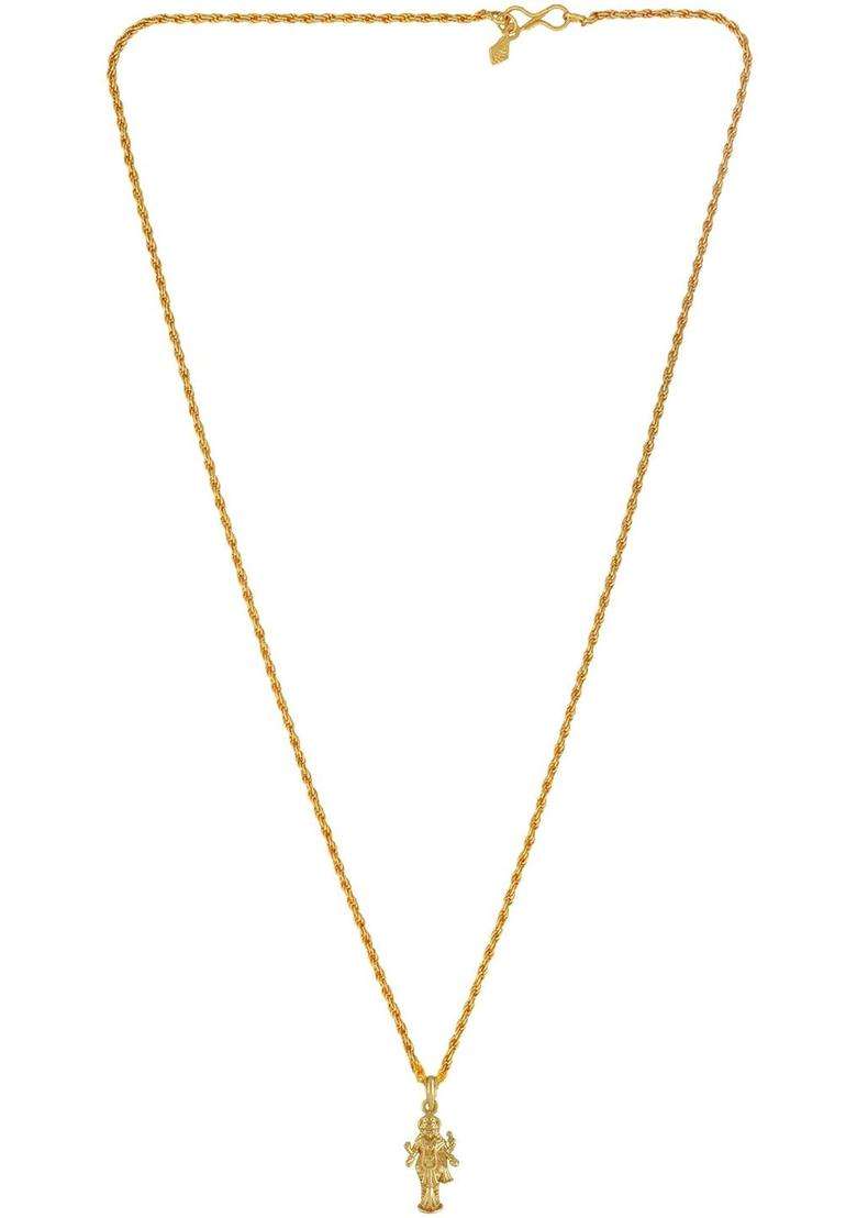 Gold-Plated Contemporary Pendant with Chain for Men & Women | Traditional Temple Jewellery for Wedding & Festive Wear | Festive Gift - Indya