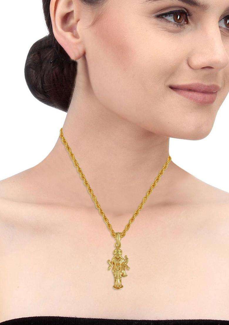 Gold-Plated Contemporary Pendant with Chain for Men & Women | Traditional Temple Jewellery for Wedding & Festive Wear | Festive Gift - Indya