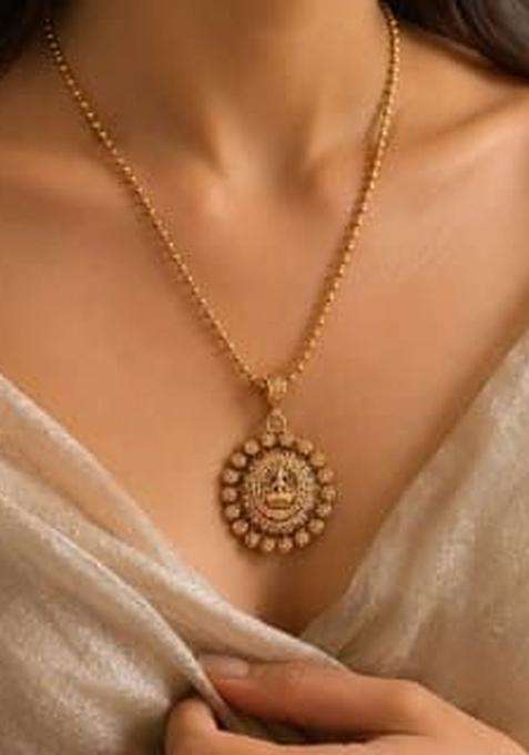 Gold-Plated Traditional Goddess Temple Pendant and Earrings for Women | Traditional Temple Jewellery for Wedding & Festive Wear | Gift for Her