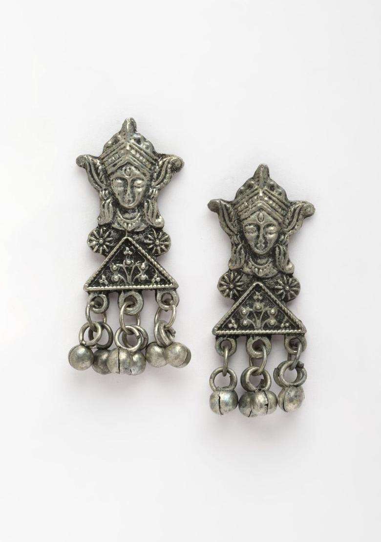 Silver-Plated Oxidised Beaded & Ghungroo Studded Temple Jewellery Set for Women | Traditional Temple Jewellery for Wedding & Festive Wear | Gift for Her - Indya