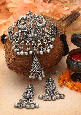 Silver-Plated Ghungroo-Studded Oxidised Jewellery Set for Women | Traditional Temple Jewellery for Wedding & Festive Wear | Gift for Her