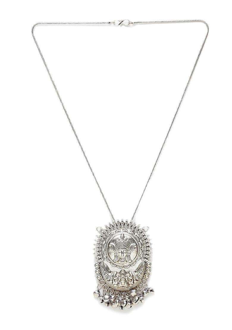 Silver-Plated Handcrafted Oxidised Antique Necklace for Women | Traditional Temple Jewellery for Wedding & Festive Wear | Gift for Her - Indya