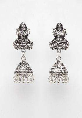 Silver-Toned Dome Shaped Jhumkas for Women | Traditional Temple Jewellery for Wedding & Festive Wear | Gift for Her