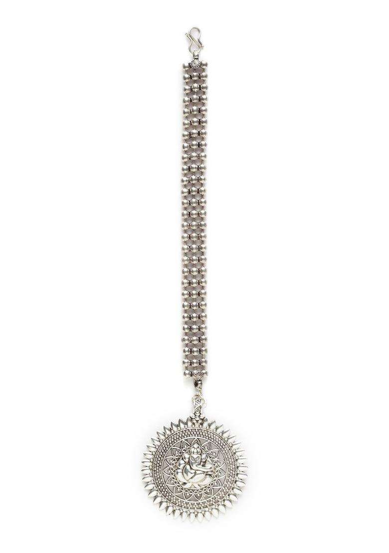 Silver-Plated Maang Tikka for Women | Traditional Temple Jewellery for Wedding & Festive Wear | Gift for Her - Indya