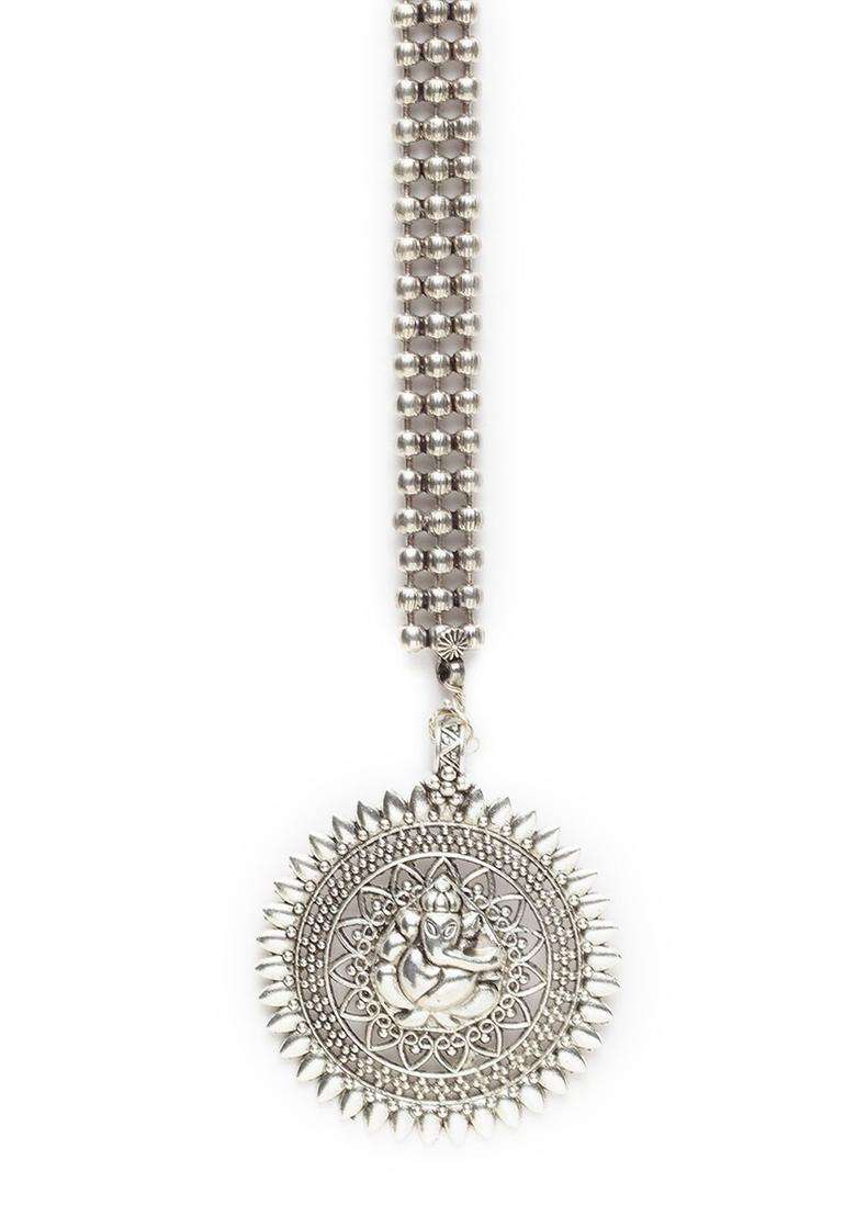 Silver-Plated Maang Tikka for Women | Traditional Temple Jewellery for Wedding & Festive Wear | Gift for Her - Indya