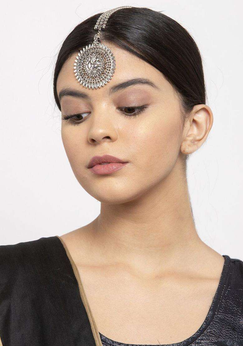 Silver-Plated Maang Tikka for Women | Traditional Temple Jewellery for Wedding & Festive Wear | Gift for Her - Indya