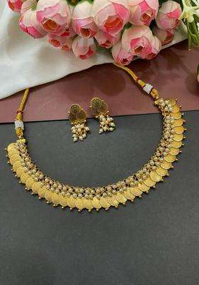 Gold-Plated Temple Pearl Necklace and Earrings for Women | Traditional Temple Jewellery for Wedding & Festive Wear | Gift for Her