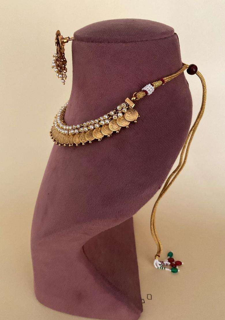 Gold-Plated Temple Pearl Necklace and Earrings for Women | Traditional Temple Jewellery for Wedding & Festive Wear | Gift for Her - Indya