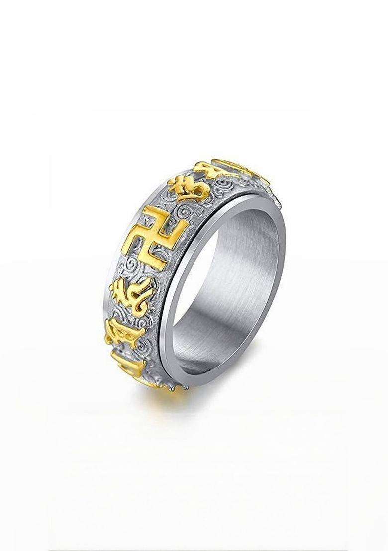 NA Stainless Steel Spinner Finger Ring for Men & Women | Traditional Temple Jewellery for Wedding & Festive Wear | Festive Gift - Indya