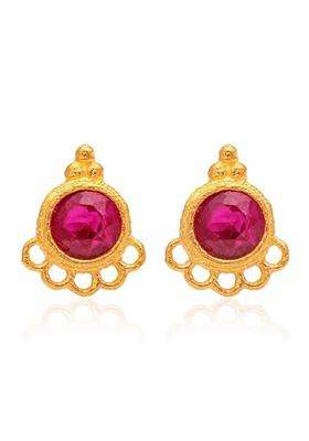 Gold-Plated Circular Studs Earrings with CZ Stone for Women | Traditional Temple Jewellery for Wedding & Festive Wear | Gift for Her