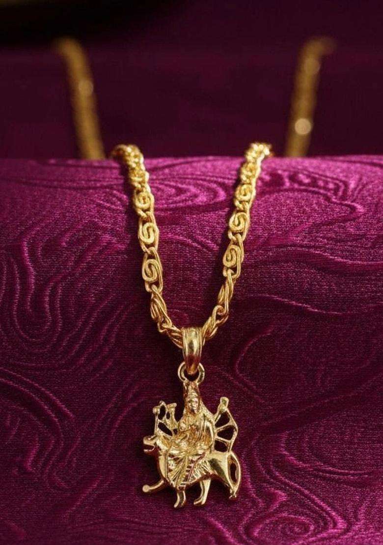 Gold-Plated Quirky Pendants with Chains for Men & Women | Traditional Temple Jewellery for Wedding & Festive Wear | Festive Gift - Indya