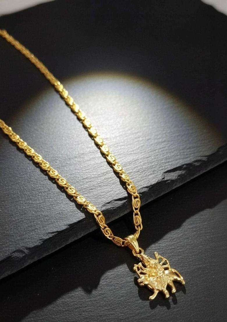 Gold-Plated Quirky Pendants with Chains for Men & Women | Traditional Temple Jewellery for Wedding & Festive Wear | Festive Gift - Indya