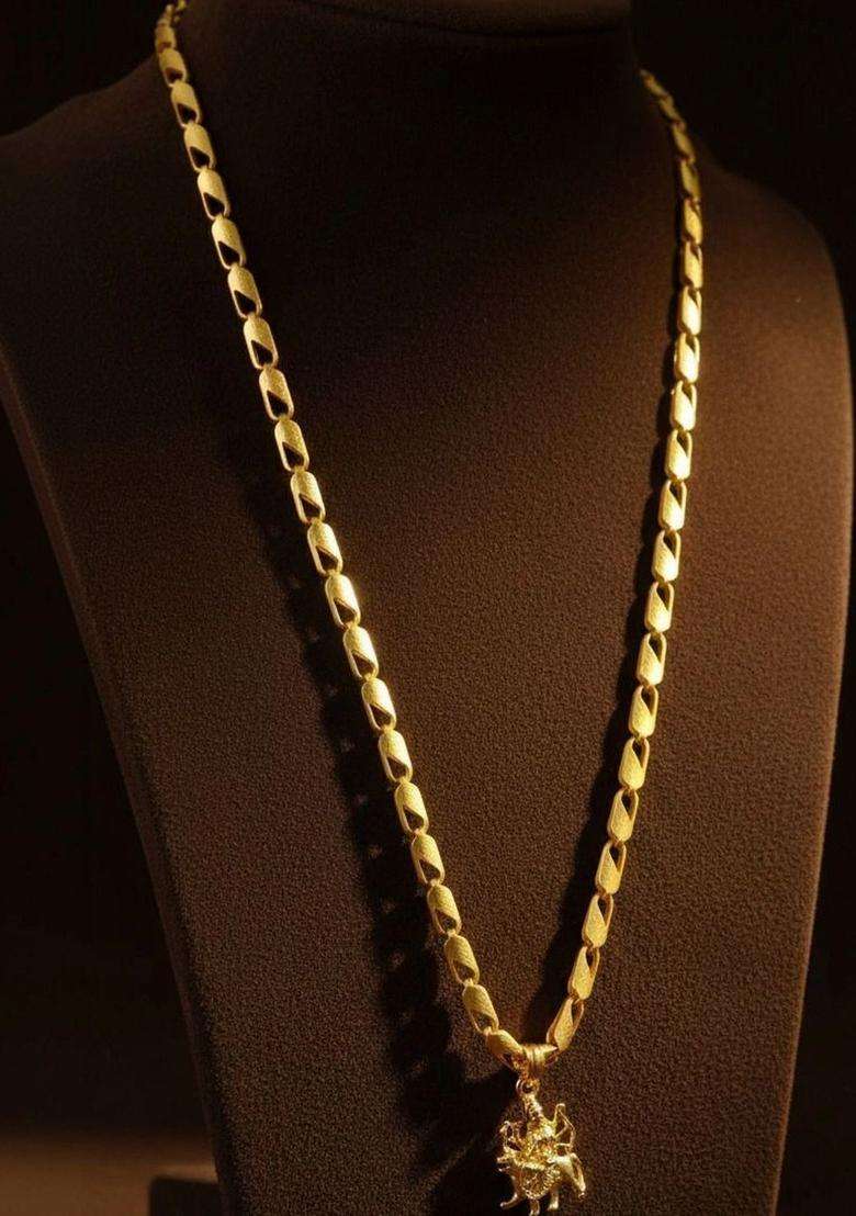 Gold-Plated Quirky Pendants with Chains for Men & Women | Traditional Temple Jewellery for Wedding & Festive Wear | Festive Gift - Indya