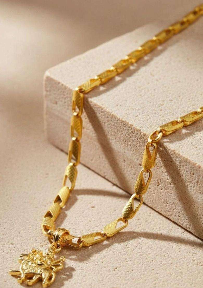 Gold-Plated Quirky Pendants with Chains for Men & Women | Traditional Temple Jewellery for Wedding & Festive Wear | Festive Gift - Indya