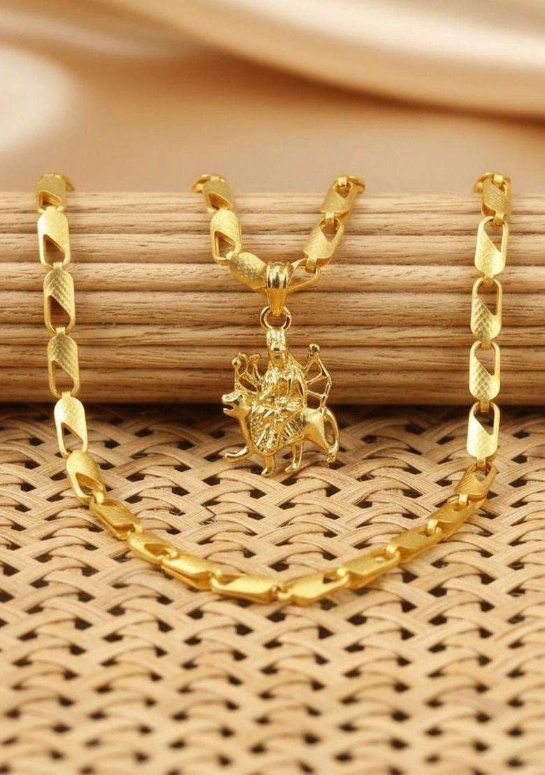 Gold-Plated Quirky Pendants with Chains for Men & Women | Traditional Temple Jewellery for Wedding & Festive Wear | Festive Gift - Indya