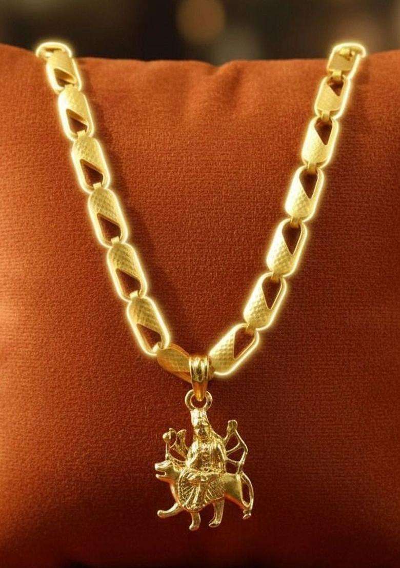 Gold-Plated Quirky Pendants with Chains for Men & Women | Traditional Temple Jewellery for Wedding & Festive Wear | Festive Gift - Indya