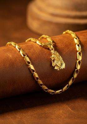 Gold-Plated Quirky Pendants with Chains for Men & Women | Traditional Temple Jewellery for Wedding & Festive Wear | Festive Gift