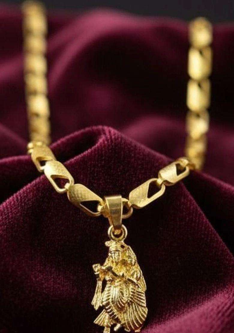 Gold-Plated Quirky Pendants with Chains for Men & Women | Traditional Temple Jewellery for Wedding & Festive Wear | Festive Gift - Indya