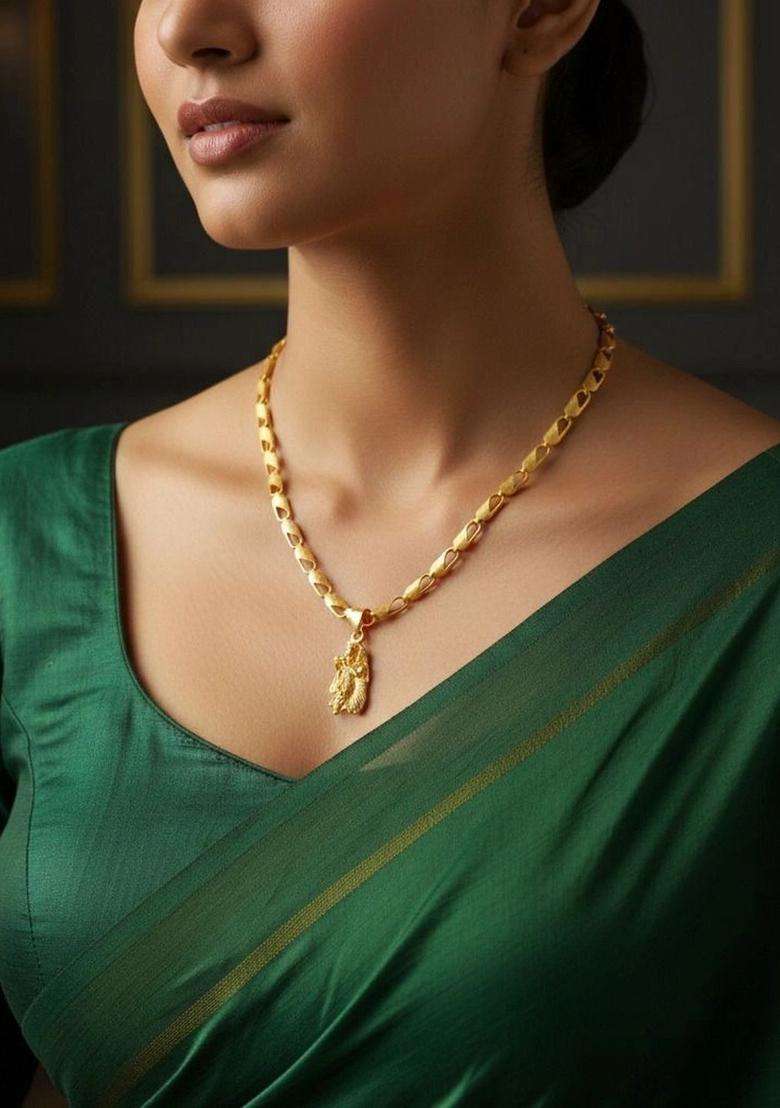 Gold-Plated Quirky Pendants with Chains for Men & Women | Traditional Temple Jewellery for Wedding & Festive Wear | Festive Gift - Indya